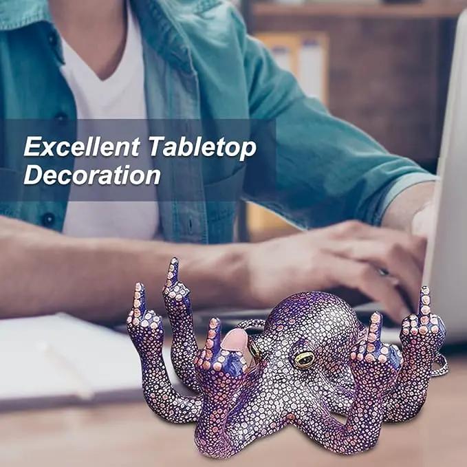 Middle Finger Octopus，Middle Finger Statue，Weird Decor Suitable for Indoor and Outdoor Garden Home Various Fish Tank Decoration (Purple) by GreenHaven Gardens