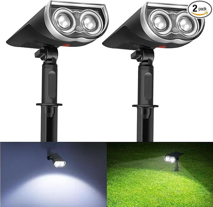 Consciot Solar Spotlights Outdoor, IP67 Waterproof 2-in-1 Solar Spot Lights Daylight, Durable Christmas Decorations Lights for Garden Yard Pathway Driveway Porch Walkway, Auto On/Off, 2 Pack by GreenHaven Gardens