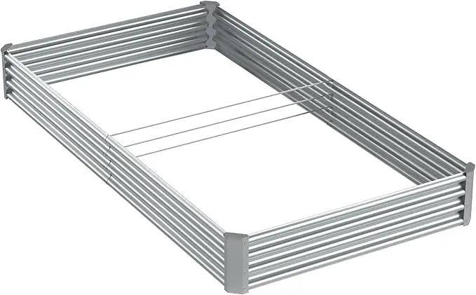 8x4x1ft Galvanized Raised Garden Bed-Outdoor Galvanized Planter Box for Vegetables, Fruits,Herbs, Flowers, Metal Raised Garden Bed kit-Sliver by GreenHaven Gardens