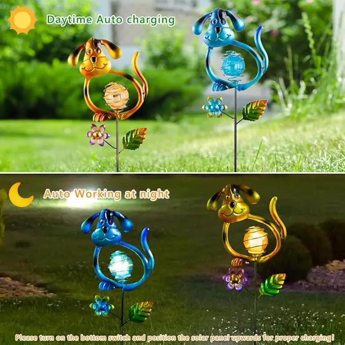 Solar Outdoor Garden Lights,27.4''H Dog Solar Figurine Lights,Waterproof Solar Decorative Garden Stakes for Lawn Patio Pathway, Solar Lights for Outside for Mom,Women,Dog Lovers by GreenHaven Gardens