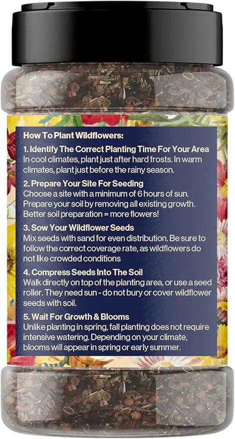 Wildflower Seed s – Perennial Flower Seeds Mix to Plant Anywhere, by Geva Grow | 12-Type Beautiful Perennial Wildflower Seeds Bulk 90,000+ Seeds, 2 Ounce, No Messy Packets by GreenHaven Gardens