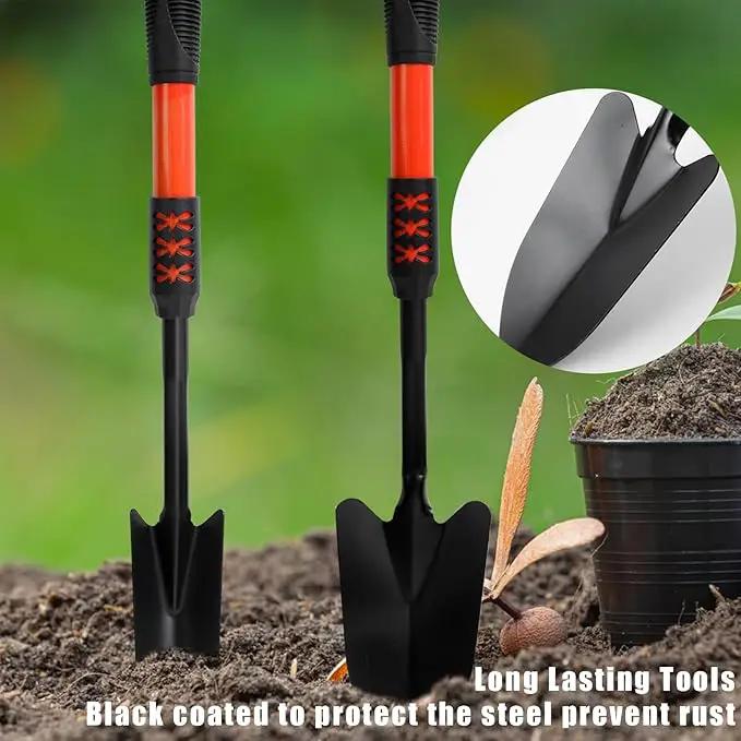 Luwint Gardening Tools Kit, Pack of 4 Garden Tool Set with Non-Slip Handle, Sturdy Classic Utility Tool Heavy Duty Steel Garden Tools with Long Ergonomic Handle for Maintaining Lawn Garden Vege by GreenHaven Gardens