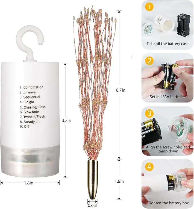 FOOING 8 Pack Firework Lights Led Copper Wire Star String Lights 8 Modes Battery Operated Fairy Lights with Remote,Wedding Decorative Hanging Light for Party Patio Garden Decoration by GreenHaven Gardens