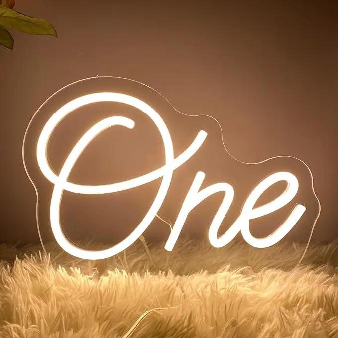 One Neon Sign for First Birthday, LED Neon Lights One Table Number Neon Light Lamp for Home Birthday Party Decor Photo Prop Christmas Gift by GreenHaven Gardens