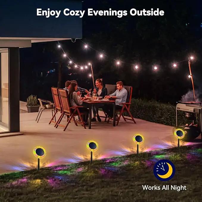 Outdoor Solar Lights, 2 Pack Led Solar Sunflower Lights, Stake/Wall 2-in-1 Waterproof Solar Garden Lights for Yard, Landscape, Fence, Patio, Driveway, Pathway, Backyard Decoration (Colourful) by GreenHaven Gardens