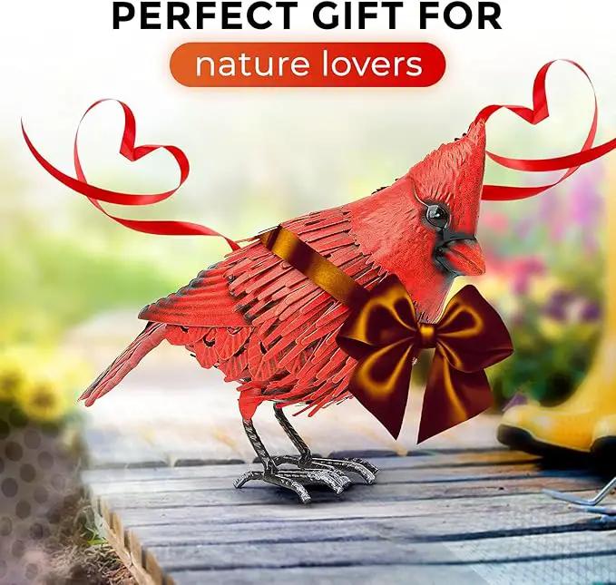 Shefio Cardinal Garden Decor - Metal Cardinal Yard Decor - Large Red Bird, Unique Yard Art - Outdoor Statues - Garden Sculptures & Statues by GreenHaven Gardens