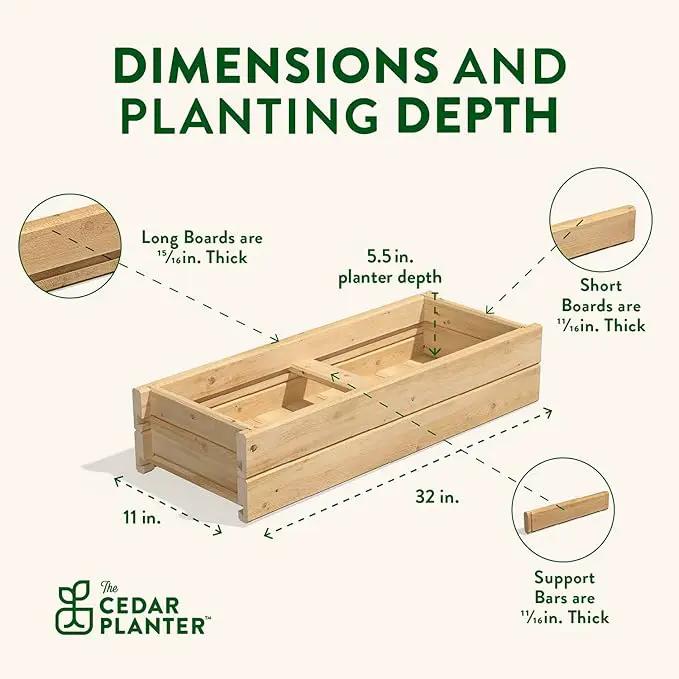 Greenes Fence Cedar Wood Planter Box with Wall Mount Brackets, 32" x 11" x 7" - Made in USA with North American Cedar by GreenHaven Gardens