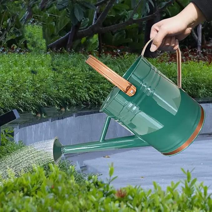 Metal Watering Can for Outdoor and Indoor Plants, Watering Can Decor, 1 Gallon (1 Gallon Green2) by GreenHaven Gardens