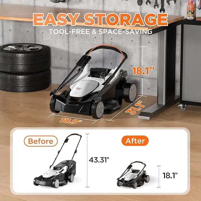 Litheli 18-inch 40V Brushless Lawn Mower for Garden Yards, Lightweight Cordless Lawn Mower Battery Powered with 6-Position Height Adjustment, 2x4.0Ah Battery Include by GreenHaven Gardens