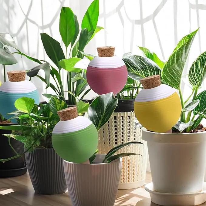 4PCS Plant Watering Globes, Large Terracotta Automatic Watering Stake Devices with Wooden Stopper for Pots, Planters, Indoor, Outdoor by GreenHaven Gardens