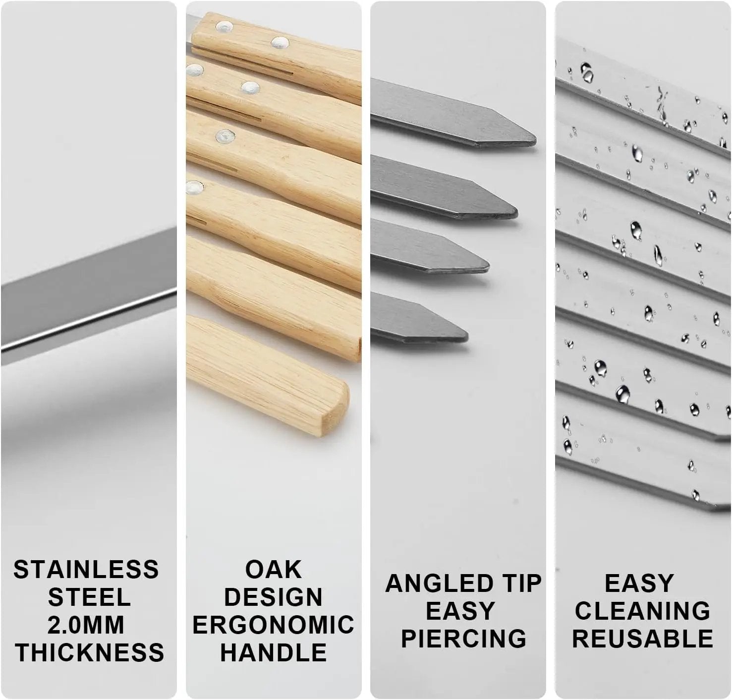SHIKORI Kabob Skewers,BBQ Barbecue Skewers,Stainless Steel Sticks,23 Inch Heavy Duty Large Wide Reusable,with Nonslip Wooden-6 Pcs by GreenHaven Gardens