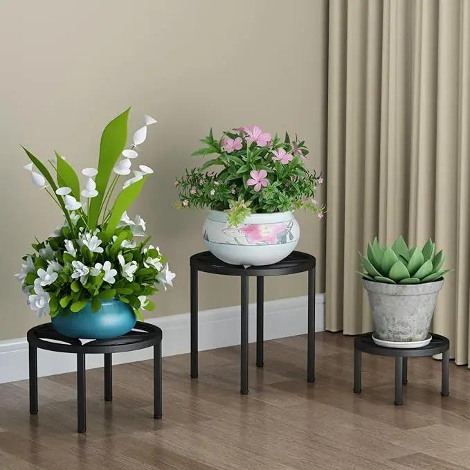 Zhongma Set of 3 Metal Plant Stand for Heavy Potted Plant for Home Indoor and Outdoor, 220 LBS Capacity & Heavy Duty Construction, Sturdy Plant Riser without Installation Required by GreenHaven Gardens