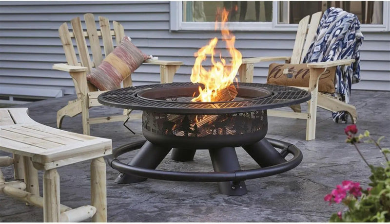 Castlecreek 47" Fire Pit BBQ Grill Outdoor Wood Burning Steel Log Firepit for Camping, Grilling, Smores, Yard, Cooking Outside, Barbecue, Bonfire Wilderness by GreenHaven Gardens