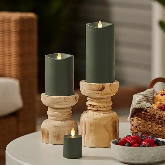 Luminara Outdoor Votive Flameless LED Candle, Baked Clay 2" x 3.2", Moving Flame Battery Operated Timer Remote Ready IPX4 Matte Plastic Finish by GreenHaven Gardens