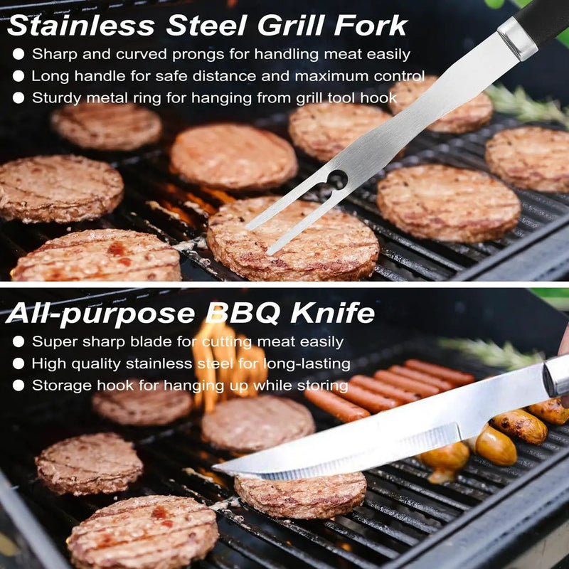 POLIGO 22PCS Heavy Duty BBQ Grill Accessories Set, Non-Slip Grill Tools for Outdoor Grill Set Thicker Stainless Steel Grill Utensils Set, Deluxe Grilling Tools Set in Aluminum Case Ideal Gifts for Men by GreenHaven Gardens