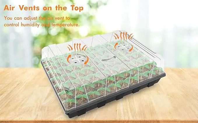 Gardzen Seed Starter Tray, 5 Pack Smiling Face Plant Germination Trays with Total 350-Cell, Seed Starter Kit with Humidity Vented Domes and Bases for Starting Vegetable Flower Herb Seeds 18" x 14" by GreenHaven Gardens