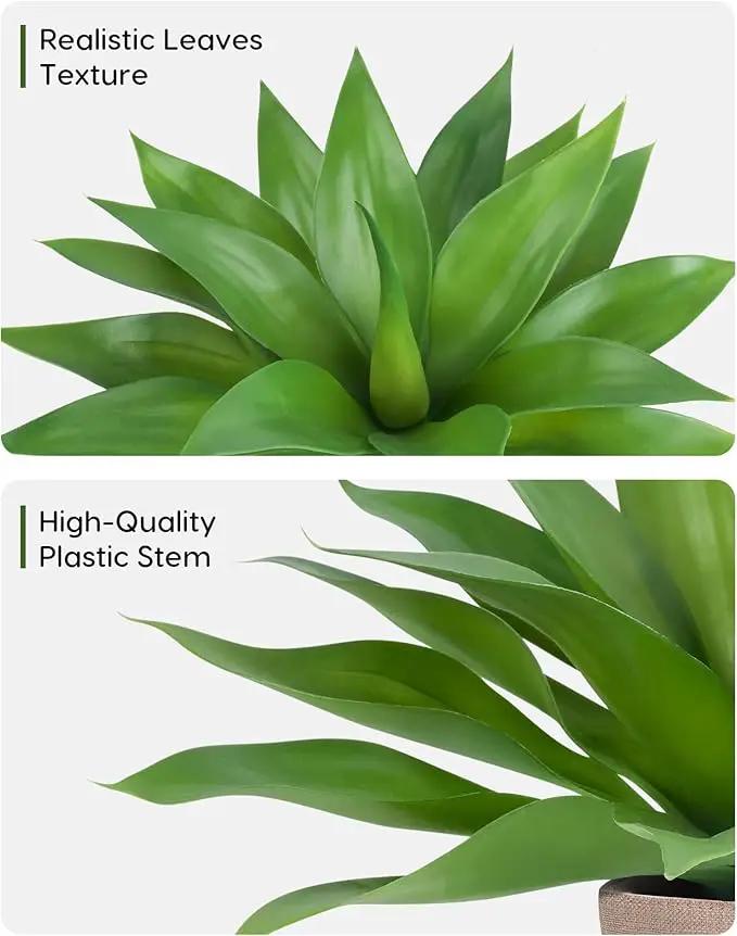 Velener Fake Agave with Burlap Bag, Artificial Plant Outdoor Agave - Fake Plants for Indoor and Outdoor Decor(16 Inch) by GreenHaven Gardens