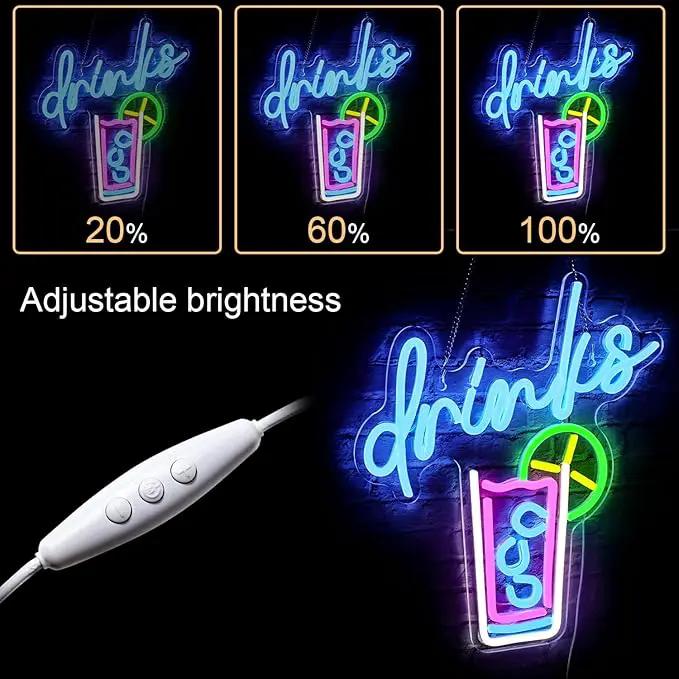 WLHOPE Drinks Neon Signs Cool Drink Cup LED Neon Lights for Wall Decor, USB Cocktail Art Wall Lights for Home Bar Club Hotel Restaurant Cafes Shops Wedding Birthday Party by GreenHaven Gardens