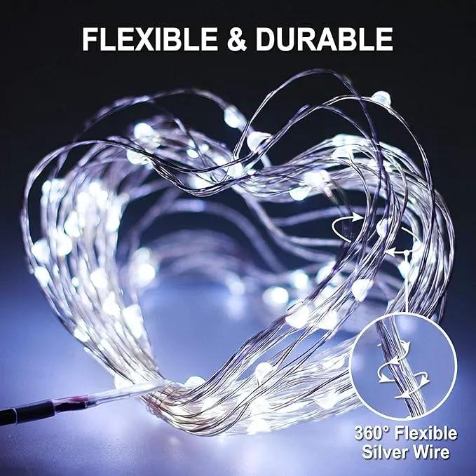 JMEXSUSS 4 Pack 100 LED Solar String Lights for Outside, 33ft White Solar Fairy Lights Outdoor Waterproof, 8 Modes Solar Christmas Lights for Garden Yard Tree Wedding Decorations by GreenHaven Gardens