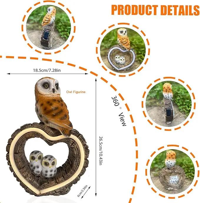 Solar Outdoor Garden Statue, Garden Decor Waterproof Solar Owl Lights for Outside Yards, Art Lawns,Christmas,Home Decor,Birthday Gifts for Women Mom(Love Owl) by GreenHaven Gardens