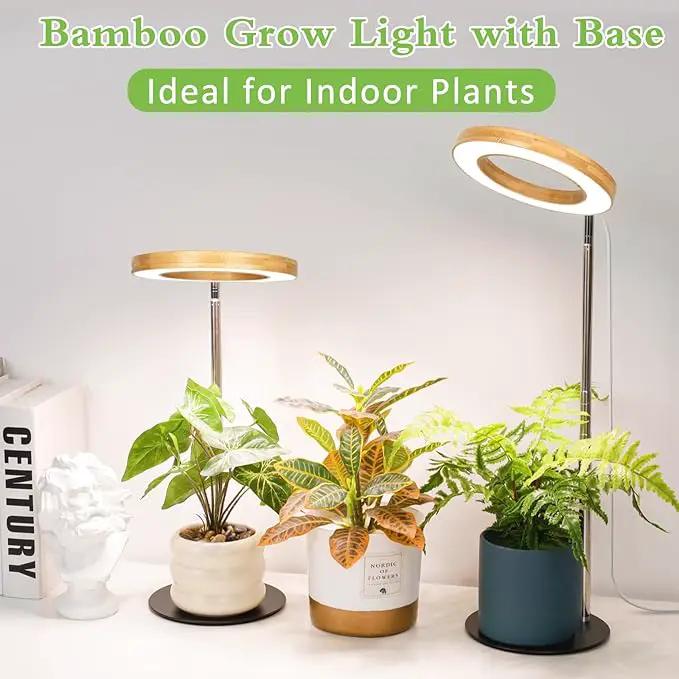 LORDEM Bamboo Grow Light for Indoor Plants, Full Spectrum Plant Light for Indoor Growing, Desk LED Grow Lamp with Auto On/Off Timer for 4H/8H/12H, 4 Dimmable Levels, Height Adjustable, 2 Pack by GreenHaven Gardens