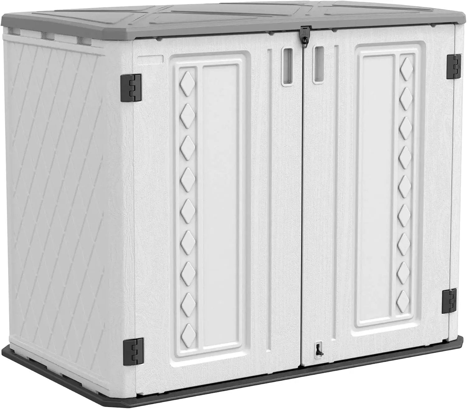 HOMSPARK Storage Shed Weather Resistance, Multi-Purpose Outdoor Storage Cabinet Waterproof, Outdoor Storage Cabinet for Garbage Cans, Lawnmower, Garden Accessories (Off White, Standard-26 cu ft) by GreenHaven Gardens