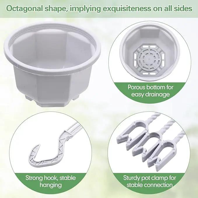 Roshtia 24 Pcs Hanging Plastic Planter Pot with Hook Flower Pots Baskets Hanging Nursery Planter Holder for Outdoor Indoor Plant Garden(Ceramic White,6.7 Inch) by GreenHaven Gardens