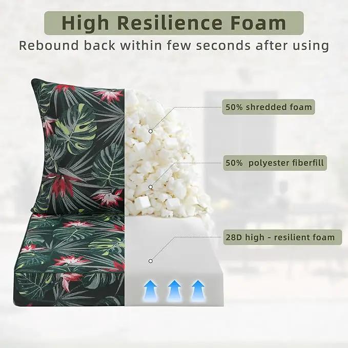 Favoyard Outdoor Seat Cushion 19 x 19 x 3 in Waterproof Pattern Fade Resistant Cover Removable Patio Furniture Cushions Deep Seat & Back Cushion Set with Adjustable Straps for Patio Chair Sofa Couch by GreenHaven Gardens