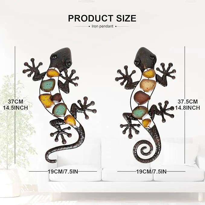 LIFFY Metal Gecko Wall Decor Large 2 Pack, Outdoor Lizard Wall Art, Metal Lizards Wall Decor, Gecko Metal Wall Art for Home Garden Yard Fence(15inch) by GreenHaven Gardens