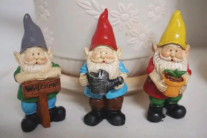 MUAMAX Miniature Gnome Figurines Fairy Gardens Gnomes Accessories Gift for Garden Little Gnomes Small Gnome 3'' by GreenHaven Gardens