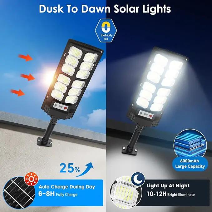 Solar Lights Outdoor Waterproof, 6500K 13000LM LED Dusk to Dawn Solar Street Light, Solar-Powered Flood Lights with Motion Sensor and Remote Control, Solares Parking Lot Light for Yard Walkway, 6-Pack by GreenHaven Gardens