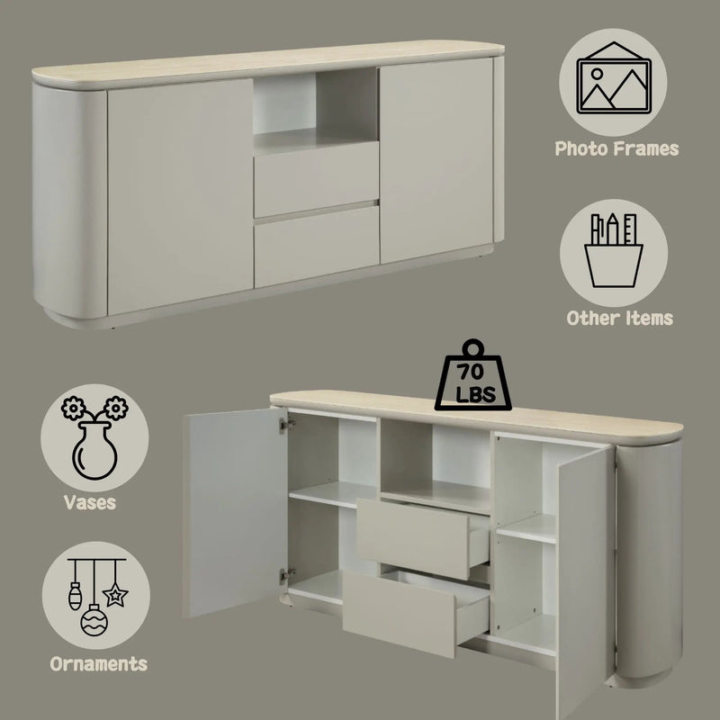 Ingram - Ceramic Top Server - Light Gray by Unique Piece Furniture
