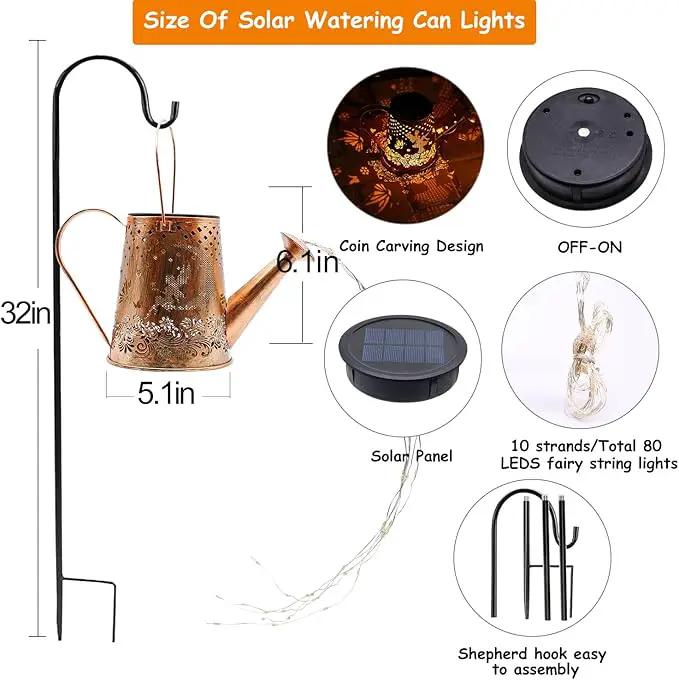 YJFWAL Watering Can With Solar Garden Lights, Fairy Butterfly Decor, Star Shower Art Hanging Waterfall for Outdoor Table, Patio, Yard, Pathway, Walkway (Blue) by GreenHaven Gardens