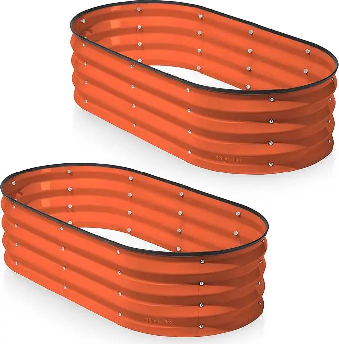 Galvanized Raised Garden Beds Outdoor // 4×2×1 ft (2-Pack) Planter Raised Beds for Gardening, Vegetables, Flowers (Orange) // Large Metal Garden Box by GreenHaven Gardens