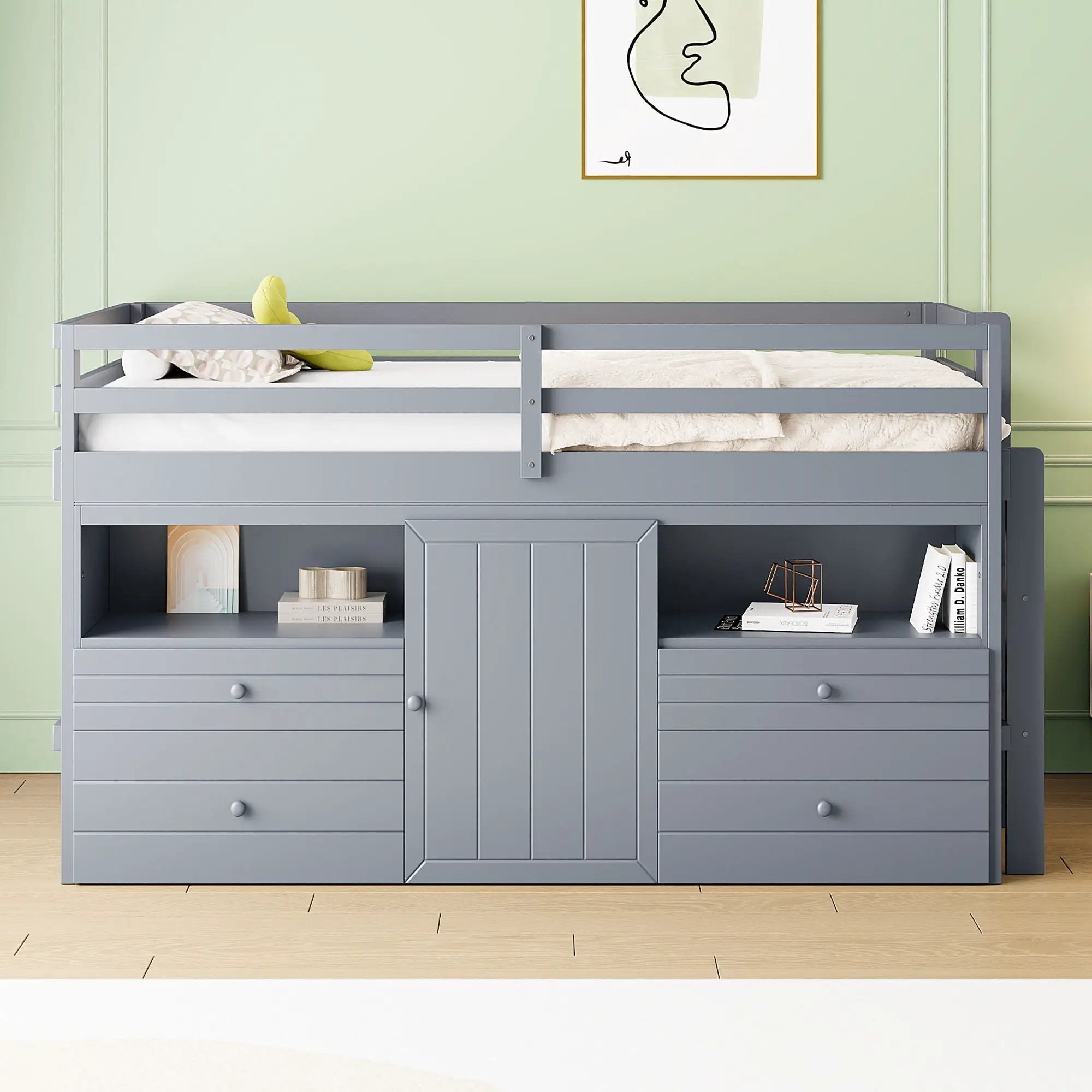 Loft Bed With 4 Drawers, Underneath Cabinet And Shelves by Unique Piece Furniture