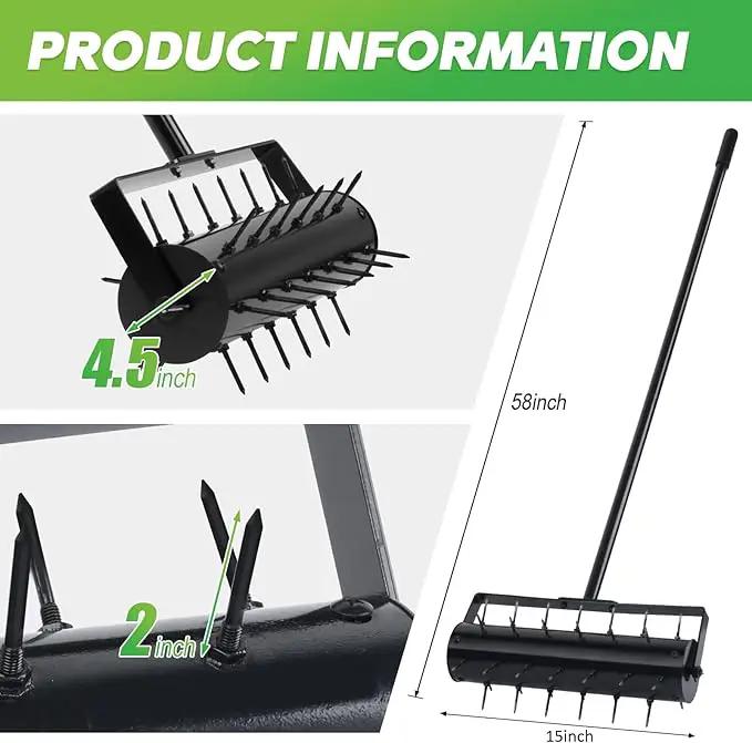 Rolling Lawn Aerator with 42 Spikes, No Assembly Required, Heavy-Duty Manual Lawn Tool for Soil Loosening and Grass Root Growth, Garden Yard Aeration Tool by GreenHaven Gardens