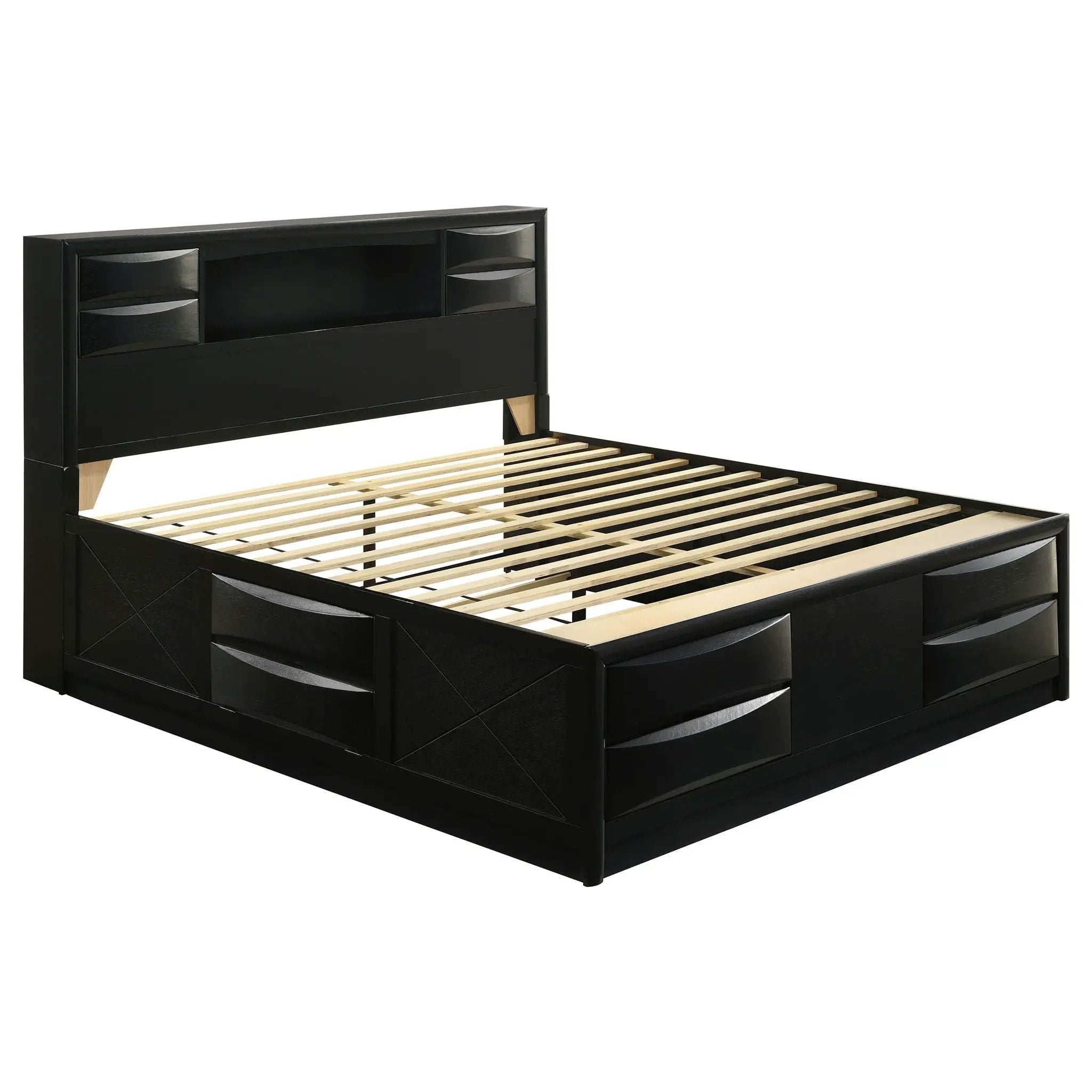 Briana Wood Eastern King Storage Bookcase Bed Black by Unique Piece Furniture