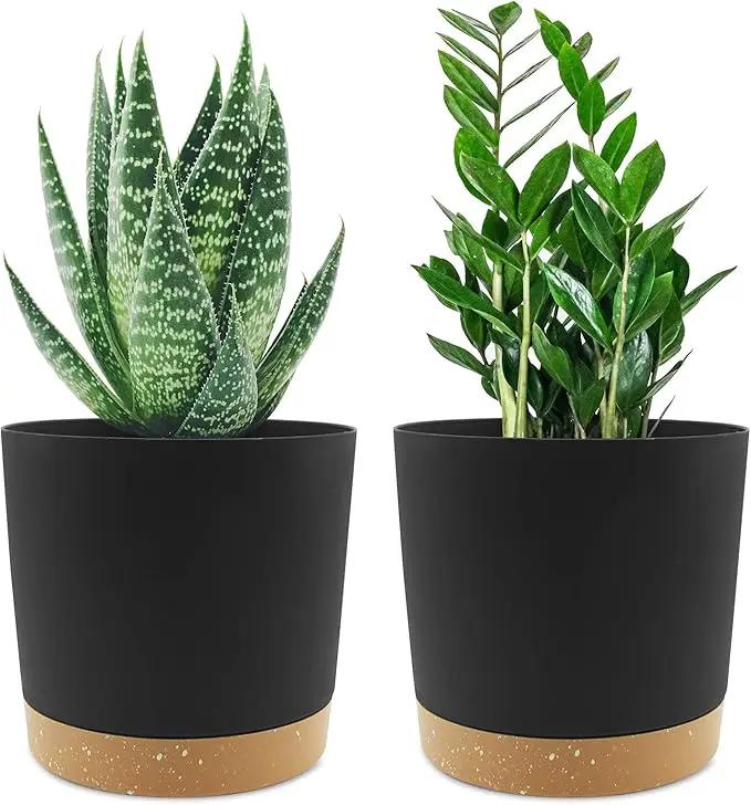 QCQHDU 6.5 inch Plant Pot, 2 Pack Planters for Indoor Plants with Drainage Holes & Saucer, Outdoor Flower Pots Home Garden Modern Decor by GreenHaven Gardens