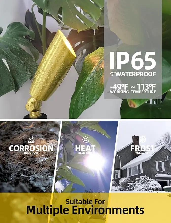 COLOER Die-cast Brass Landscape Spotlight 1-Pack with 5W Aluminum Housing LED MR16 Bulb,12V AC/DC Low Voltage Copper Outdoor Lighting, Directional Garden Patio Spot Up Light (102B Brass Finish) by GreenHaven Gardens