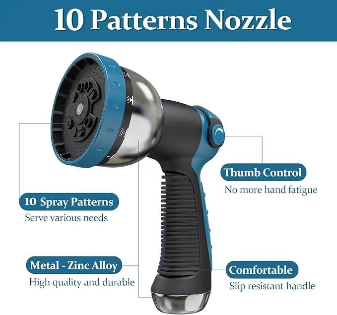 Garden Hose 100ft, Made of TPE(Not PVC), Ultra-Light & Flexible Water Hose with Solid Brass Fittings, Non-Shrinking, Easy to Storage, Drinking Water Safe Material, All-weather, SeaBlue by GreenHaven Gardens
