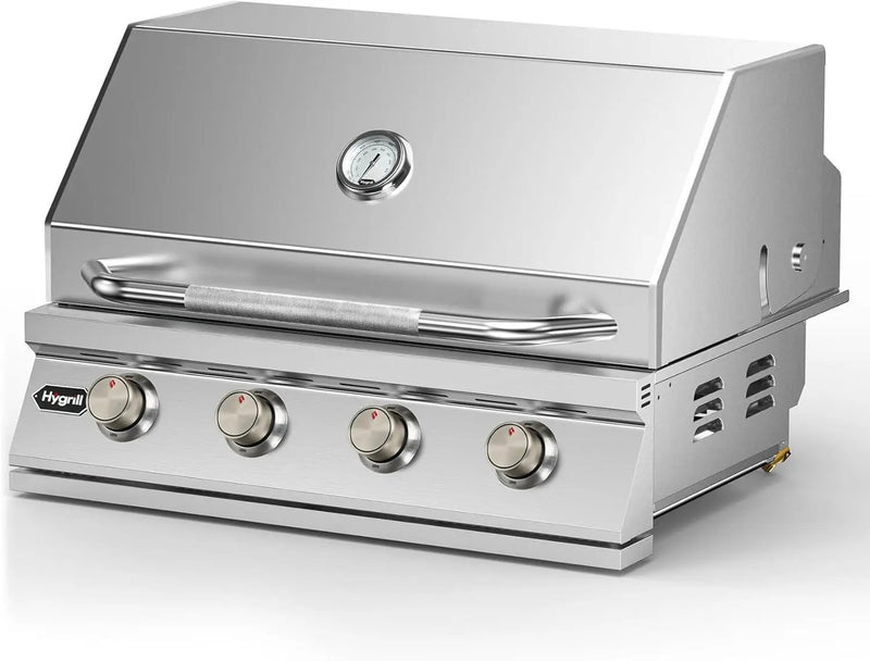 Hygrill 32-Inch Built In Grill, Stainless Steel 4-Burner Grill Head for Outdoor Kitchen, Liquid Propane by GreenHaven Gardens