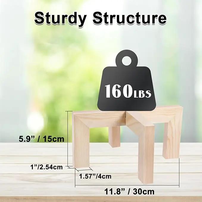 Plant Stand, Indoor/Outdoor Wood Plant Holder, Single Flower Pot Stand, Sturdy Planter Stand, Fit 5-15 Inch Pots by GreenHaven Gardens