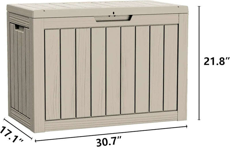 45 Gallon Waterproof Large Resin Deck Box Indoor/Outdoor Lockable Storage Container and Seating for Garden, Pool, and Patio (45 Gallon, Grey) by GreenHaven Gardens