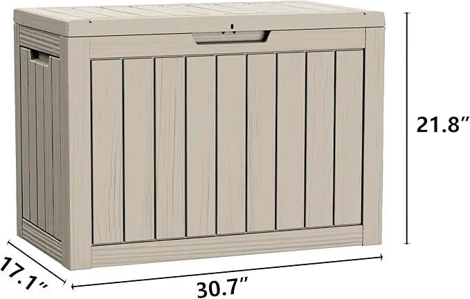 45 Gallon Lockable Resin Deck Box, Waterproof & UV-Resistant Outdoor Storage Box for Outdoor Cushion Storage, Garden Tools & Pool Accessories Storage, Gray by GreenHaven Gardens