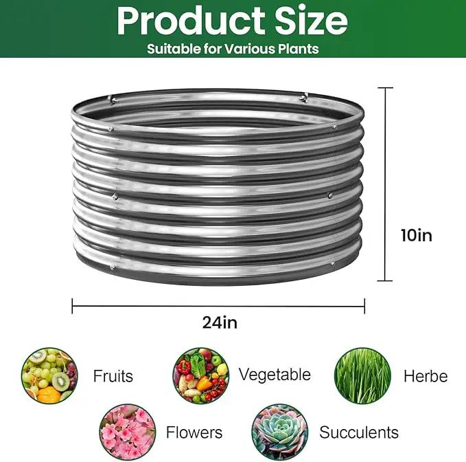 3 Pack 2x2ft Galvanized Raised Garden Bed Outdoor, Metal Garden Bed for Vegetables, Above Ground Garden Box for Flower, Steel Raised Beds for Gardening - 2FTx2FTx10inch by GreenHaven Gardens