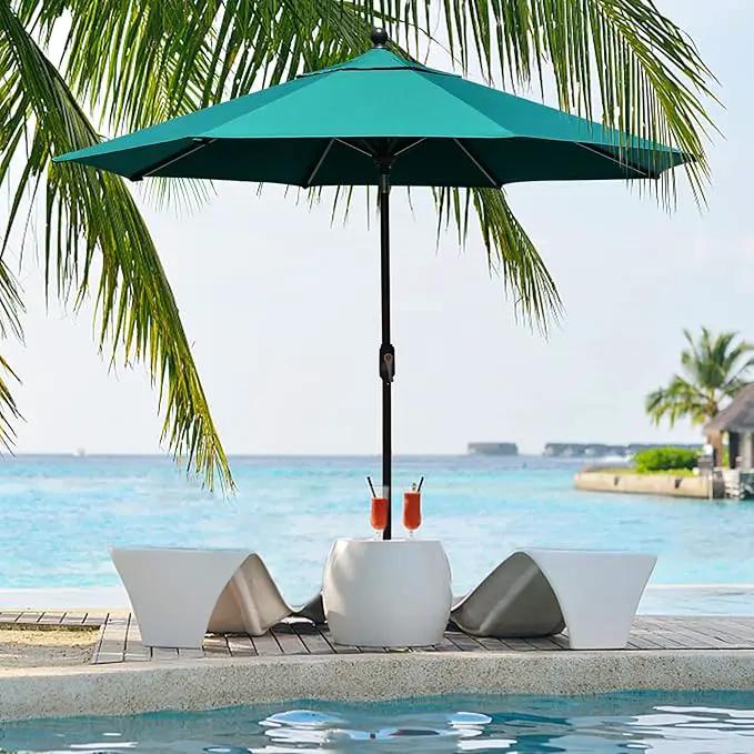 EliteShade USA 10-Year-Non-Fading 9Ft Market Umbrella Patio Umbrella Outdoor Table Umbrella with Ventilation, Teal by GreenHaven Gardens
