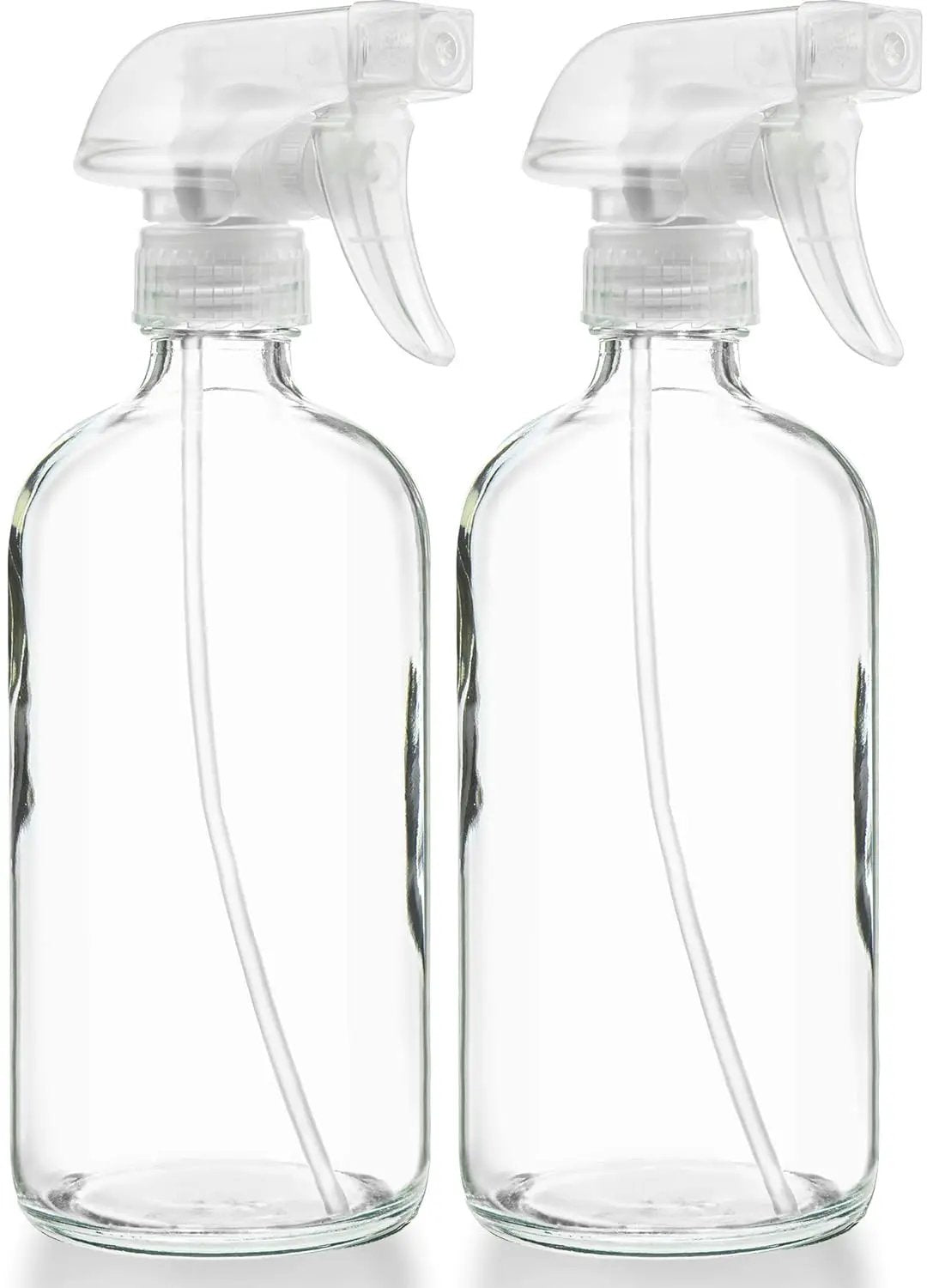 Sally's Organics® Empty Clear Glass Spray Bottles - Refillable 16 oz Containers for Essential Oils, Cleaning Products, Aromatherapy, Misting Plants, or Cooking - Sprayer with Mist and Stream - 2 Pack by GreenHaven Gardens
