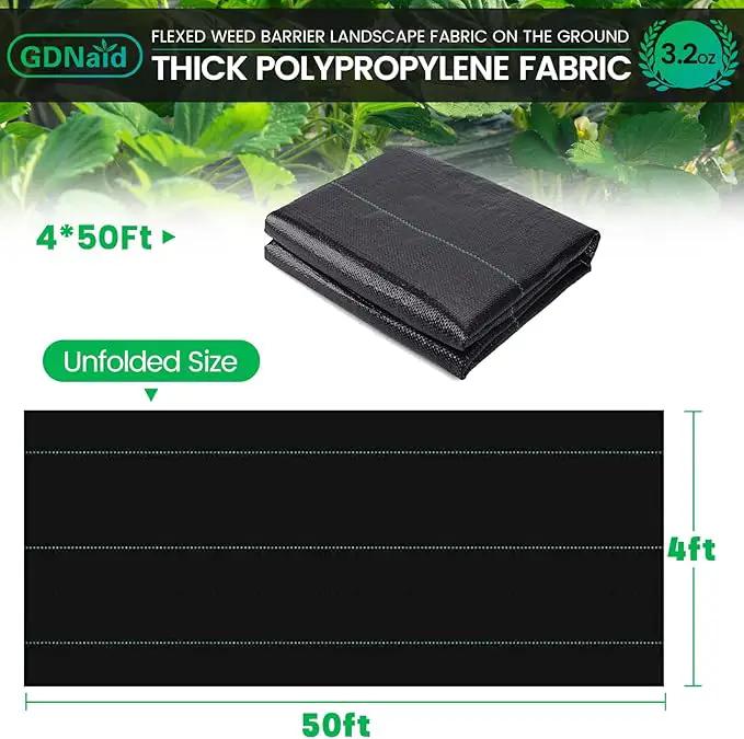 4ftx50ft Weed Barrier Landscape Fabric Heavy Duty, Premium 3.2oz Weed Barrier Fabric Weed Tarp, Weed Fabric, Garden Landscaping Fabric by GreenHaven Gardens