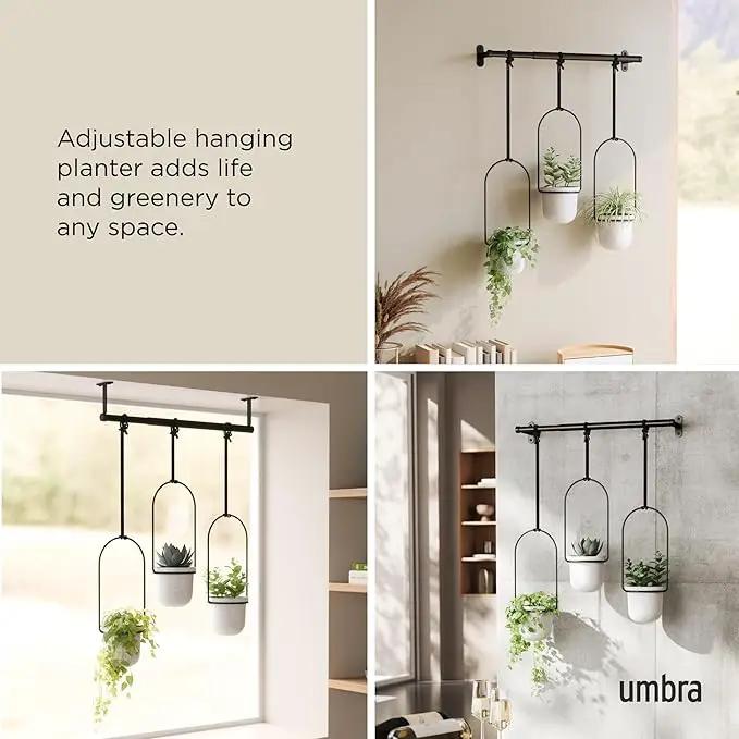 Umbra Triflora Hanging Planter for Window, Indoor Herb Garden, Set of 3, White/Black by GreenHaven Gardens