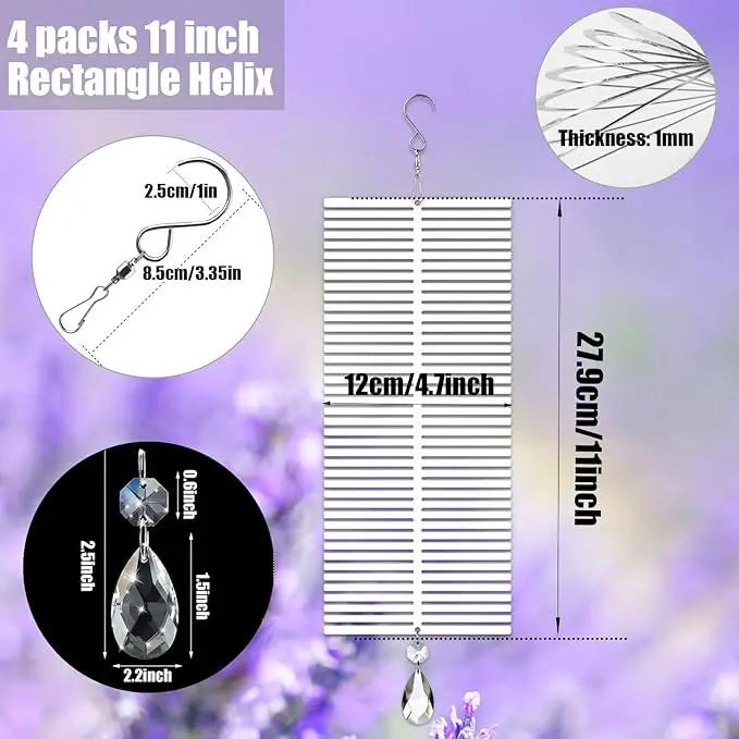 4Pack 11inch Sublimation Wind Spinner Blanks 3D Aluminum Metal Wind Sculpture Kinetic Spinners for Yard and Garden Indoor Art Ornaments Hanging Decoration (Rectangle Helix) by GreenHaven Gardens